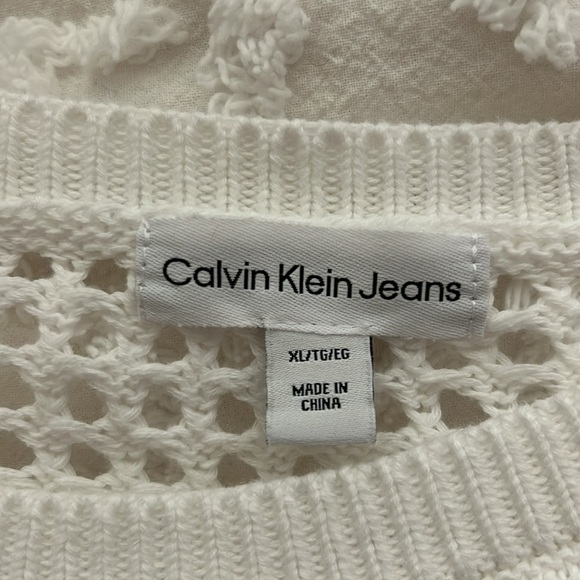 Calvin Klein white mesh sweater, women’s size XL. Never worn. Beautiful! - Picture 3 of 6